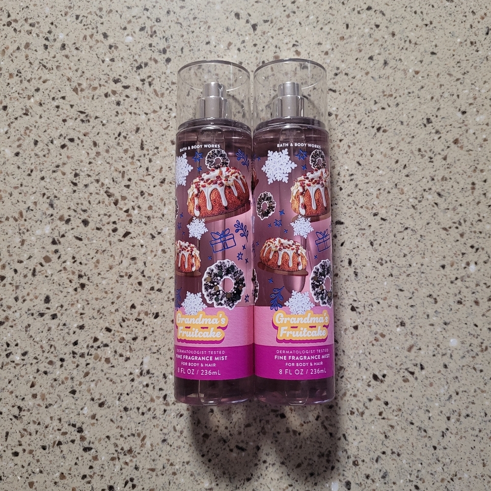 2 Bath & Body Works Grandma's Fruitcake Fine Fragrance Mist Body Spray 8 oz Each